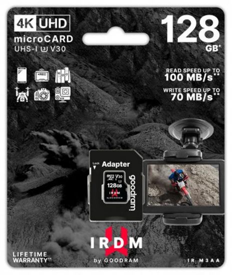  Зображення Карта пам'яті Goodram 128GB microSDXC class 10 UHS-I/U3 IRDM (IR-M3AA-1280R12) 